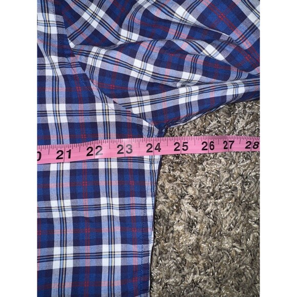 Barbour Shirt Men Large Blue Plaid Highland Check 8 Tailored Long Sleeve Buttons - Picture 14 of 15
